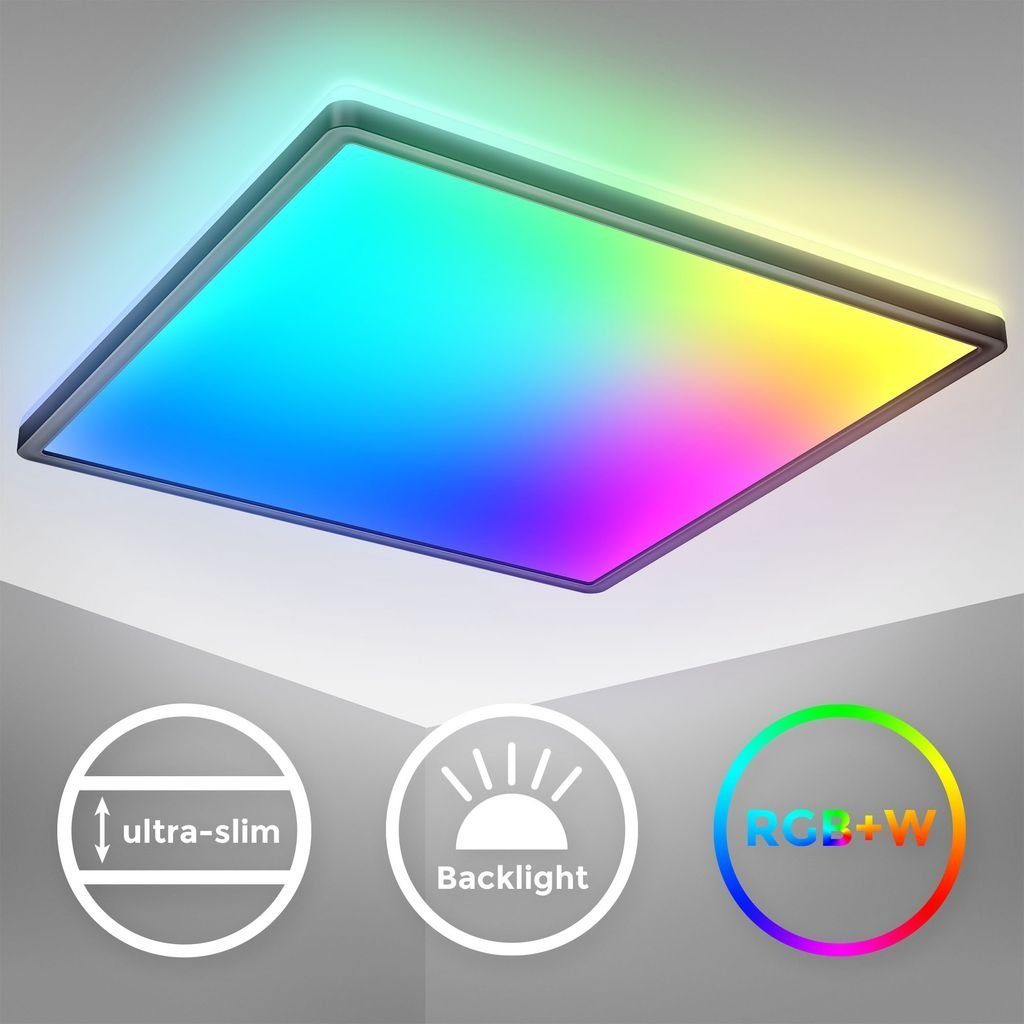 B.K.Licht Deckenleuchte RGBW LED Panel dimmbar 42x42cm ultra-flach 22W 2700Lm schwarz BKL1552, Dimmfunktion, LED fest integriert, Farbwechsler, Neutralweiß