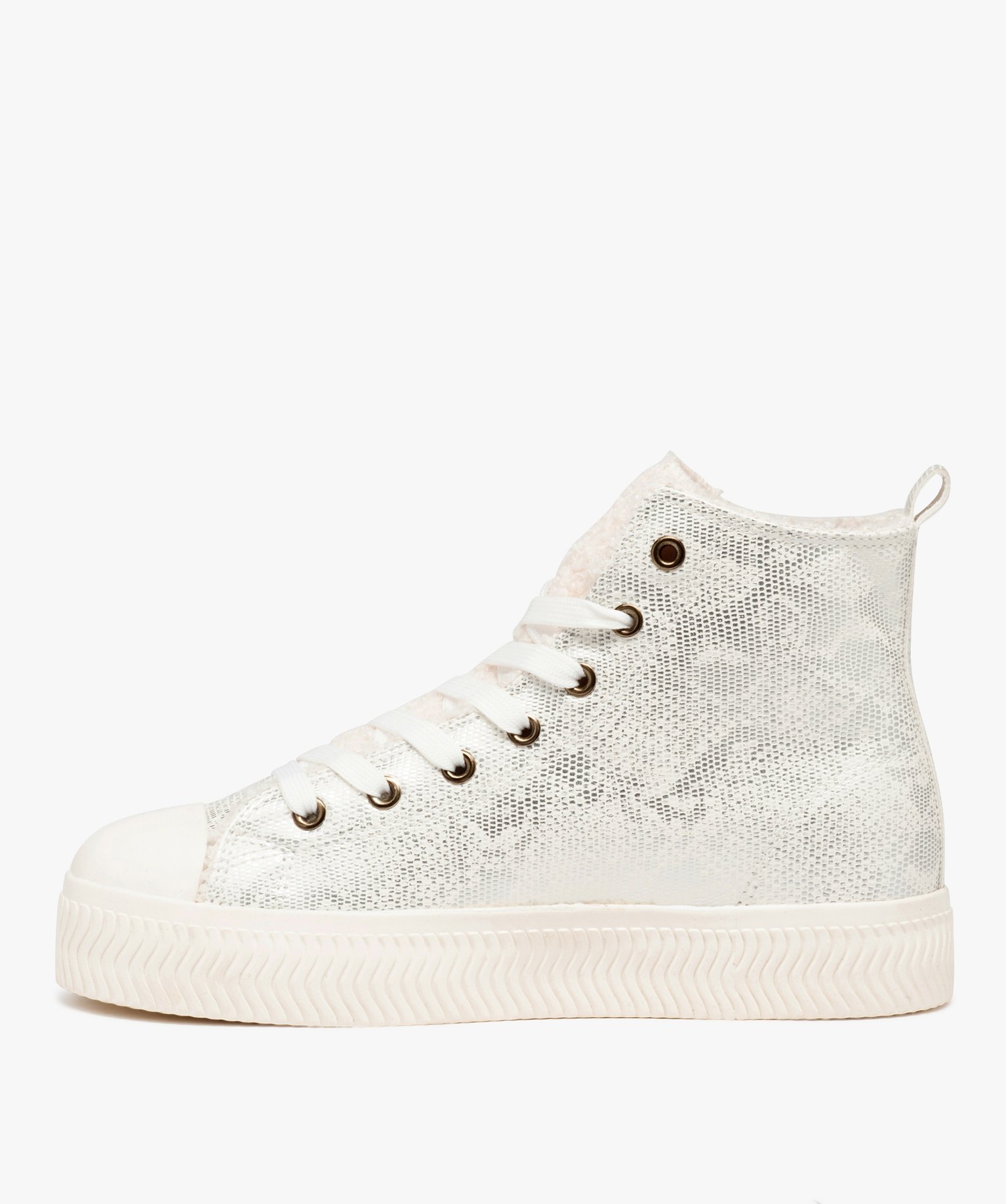 Baskets femme montantes à motifs fourrées Sherpa - Nasa argent | GEMO