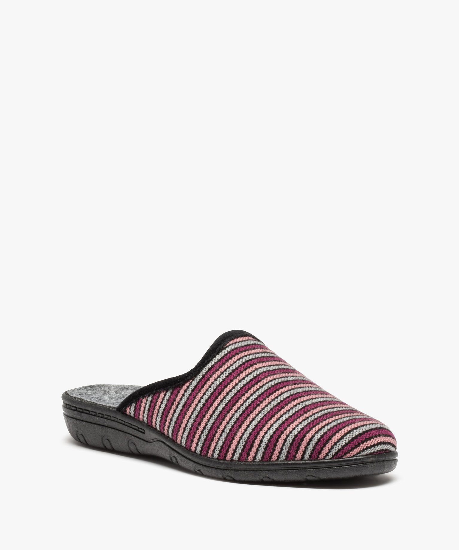 Chaussons femme mules confort dessus tissé gris | GEMO