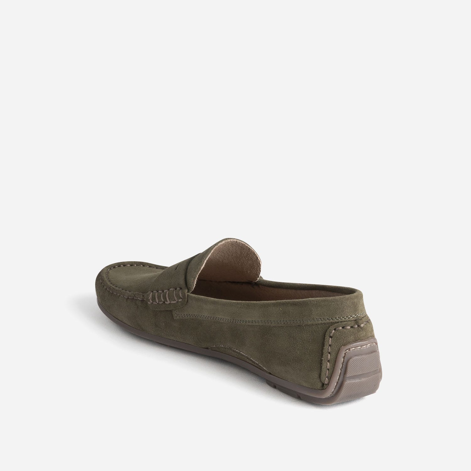 Mocassin kaki éco-conçu en cuir velours