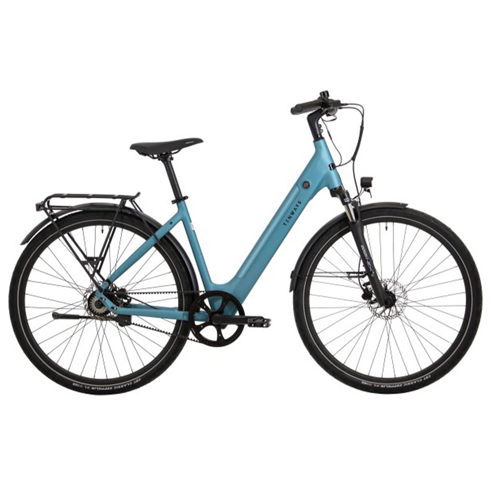Tenways E-Bike CGO800S, 1 Gang, ohne Schaltung, Heckmotor, 374 Wh Akku, E Bike Damen Citybike 28 Zoll Pedelec Damenrad mit Gates Riemenantrieb