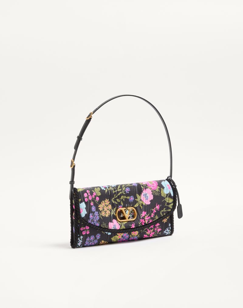 Bolsa de Ombro Pequena Valentino Garavani Devain em Tecido Floral Moiré Papier