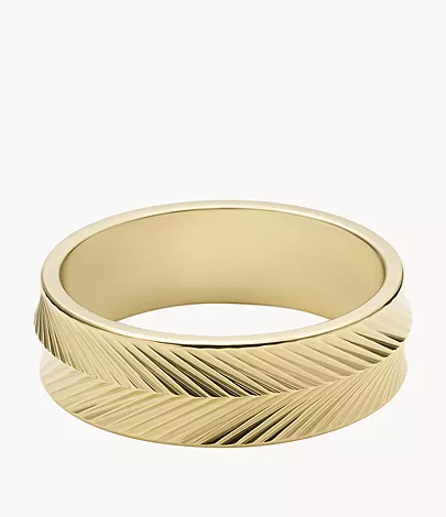 Fossil Bandring Harlow Linear Texture Edelstahl goldfarben