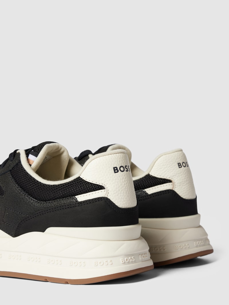 Sneaker aus Leder-Mix Modell 'Kurt' in schwarz