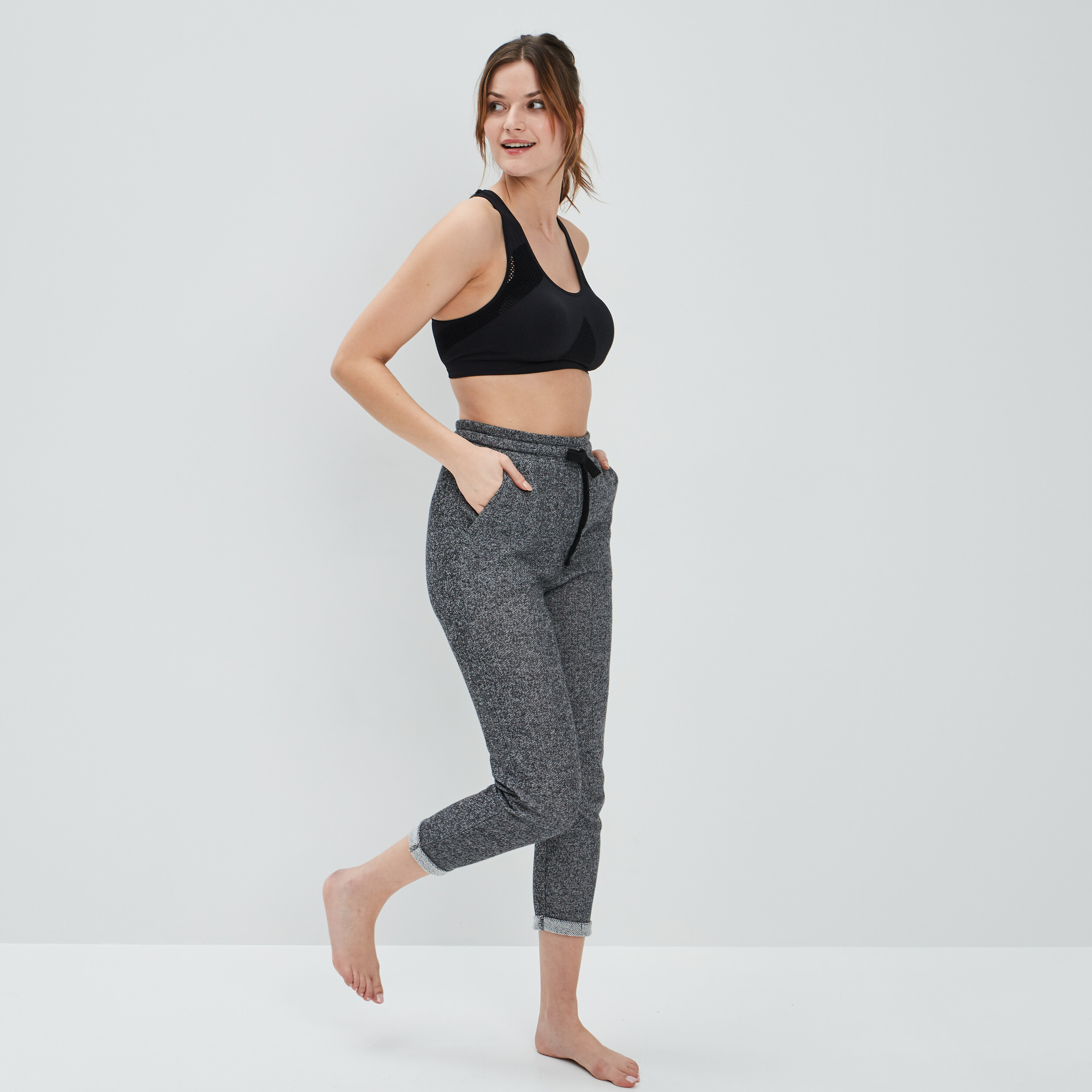 Brassière microfibre dos nageur noir femme | La Halle