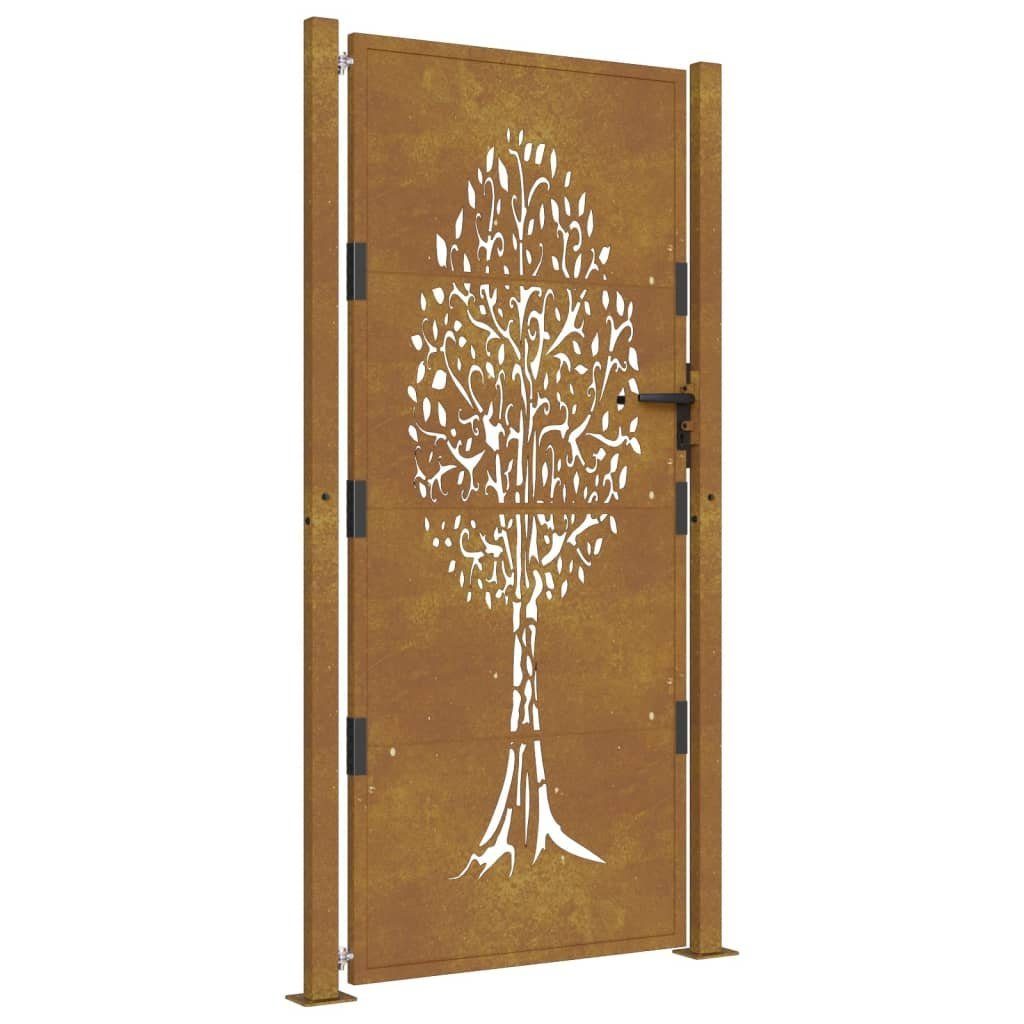 vidaXL Gartentor Gartentor 105x180 cm Cortenstahl Baum-Design