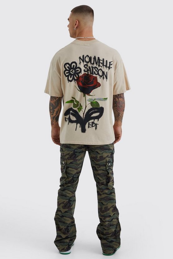 Slim Camouflage Cargo Ripstop Hose mit Reißverschluss