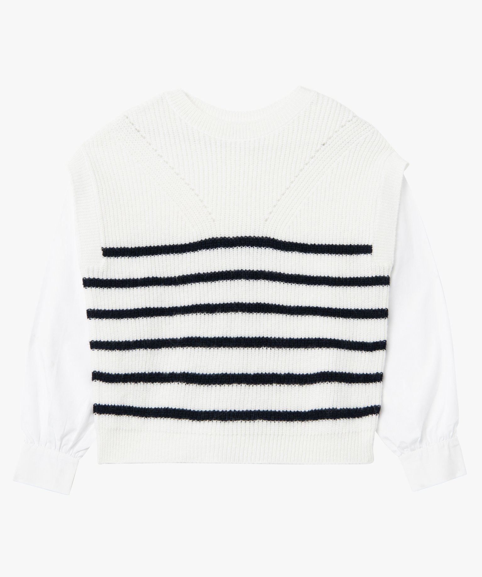 Pull femme rayé avec manches de chemise intégrées raye | GEMO