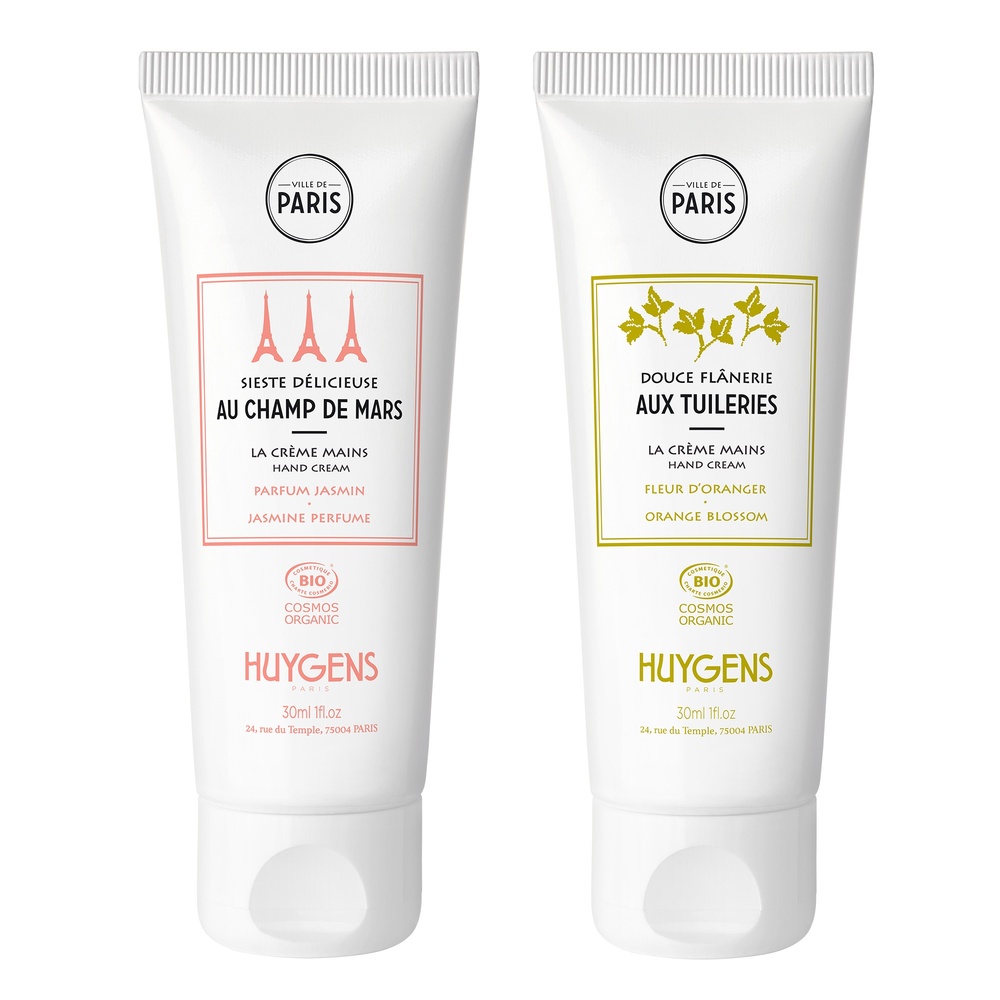 huygens LE DUO CREMES MAIN BIO - VILLE DE PARIS Soin des Mains BIO. Collaboration Villede Paris. Hydrate et protège