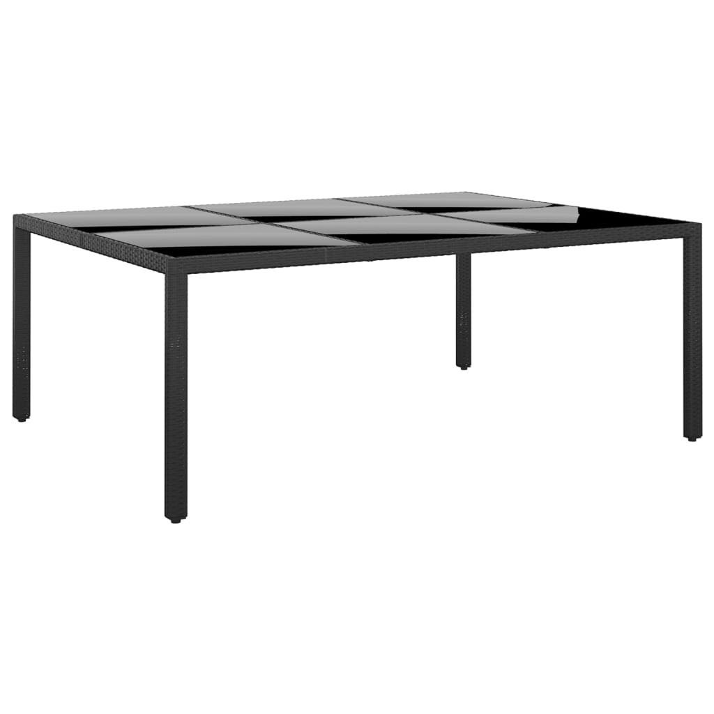 vidaXL Gartentisch Gartentisch 200x150x75 cm Hartglas und Poly Rattan Schwarz (1-St)