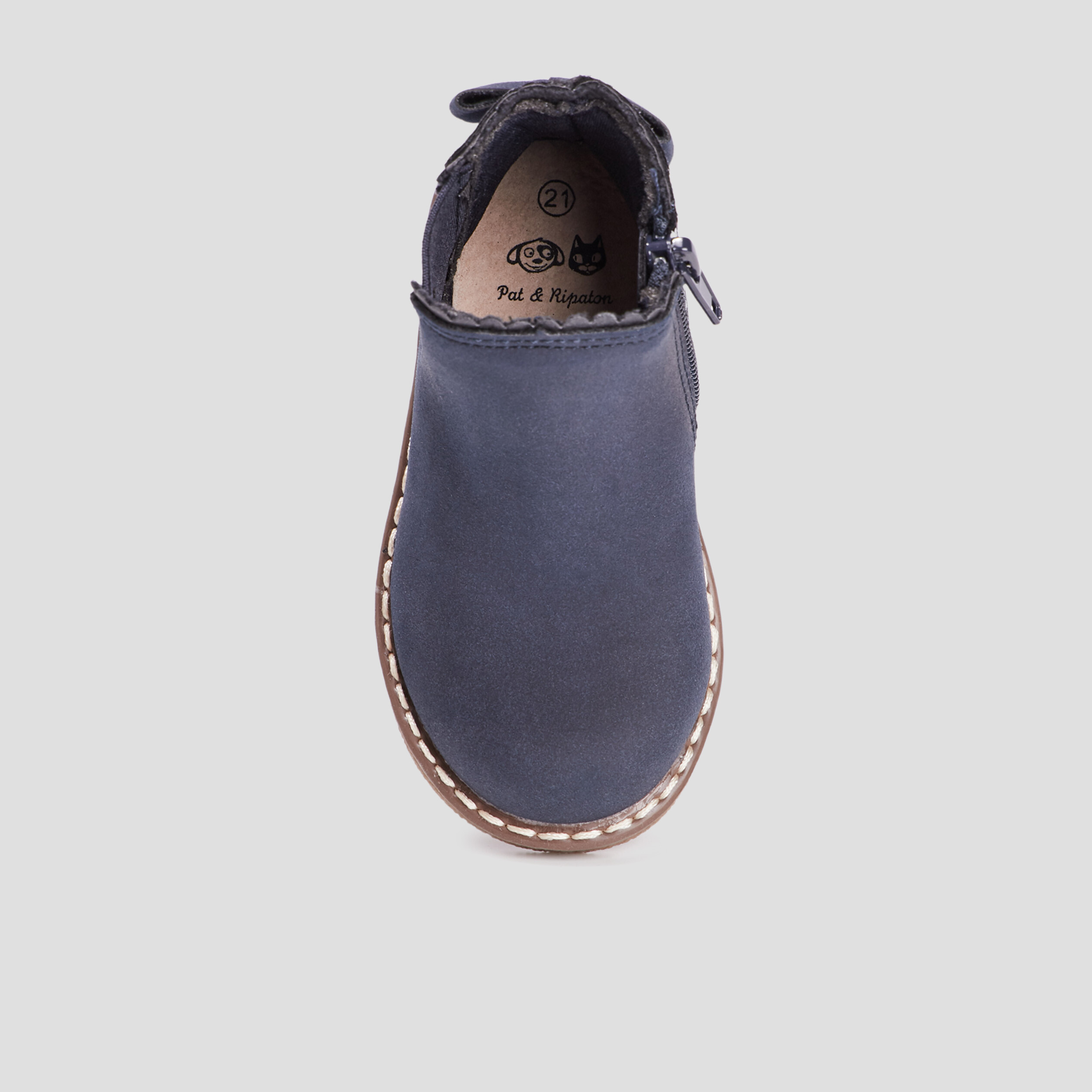 Bottines zippées avec noeud bleu bébé fille | La Halle