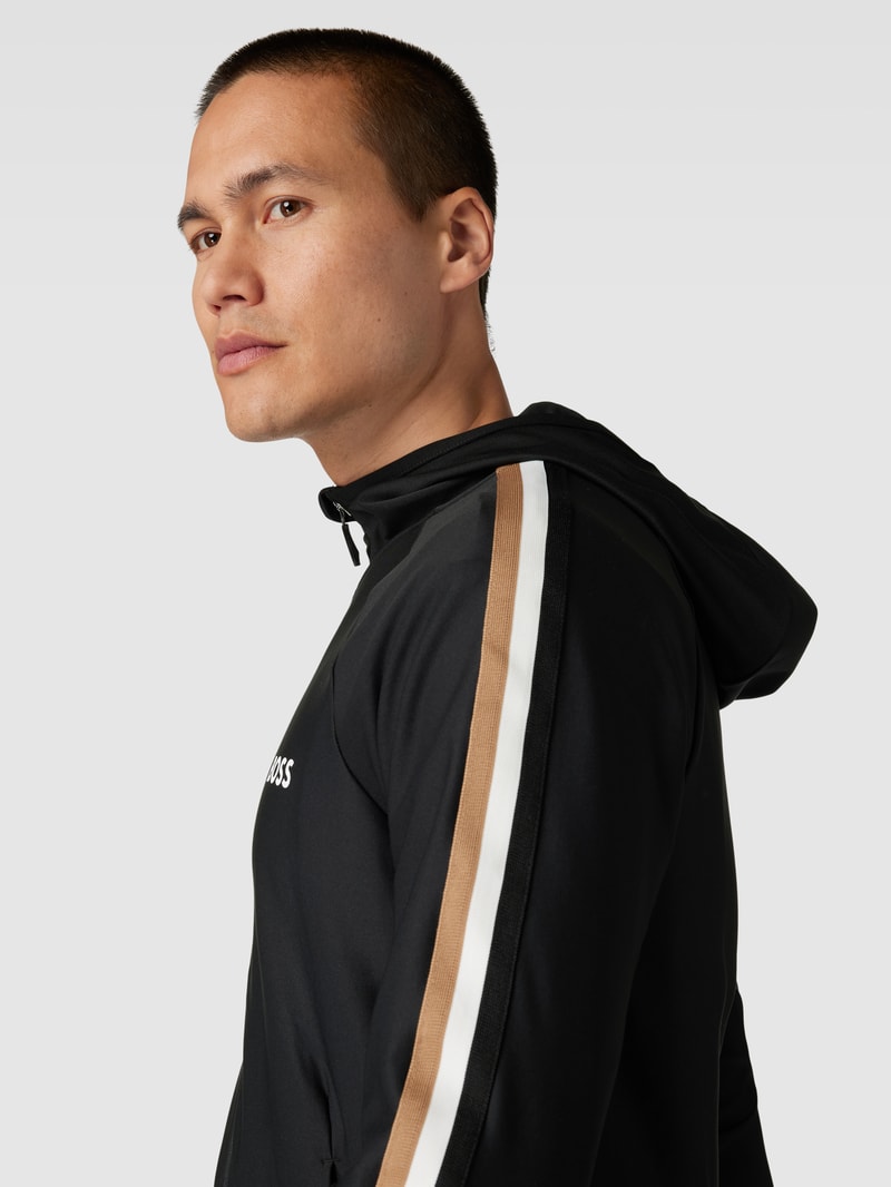 Sweatjacke mit Label-Print Modell 'Sicon' in schwarz