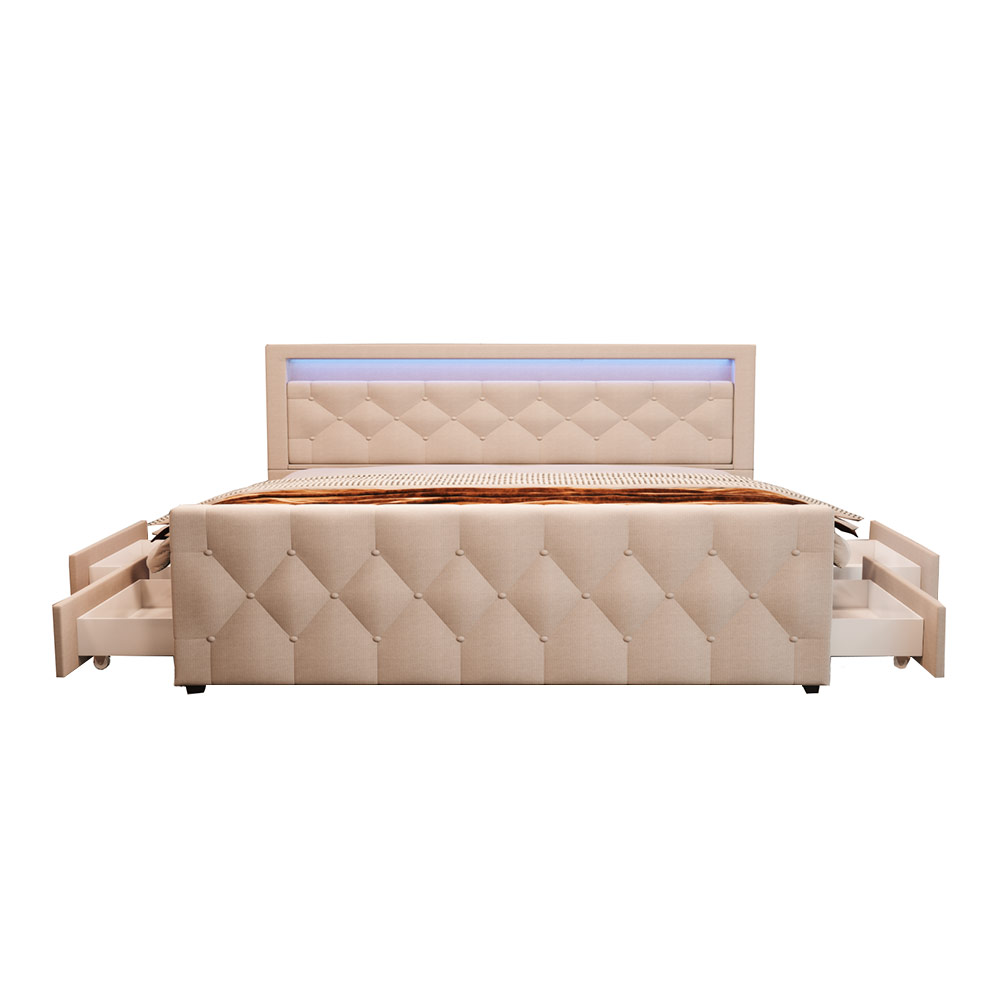 Home Deluxe HOME DELUXE Polsterbett VELARA inkl. Matratze und Topper 180 x 200 cm - Beige