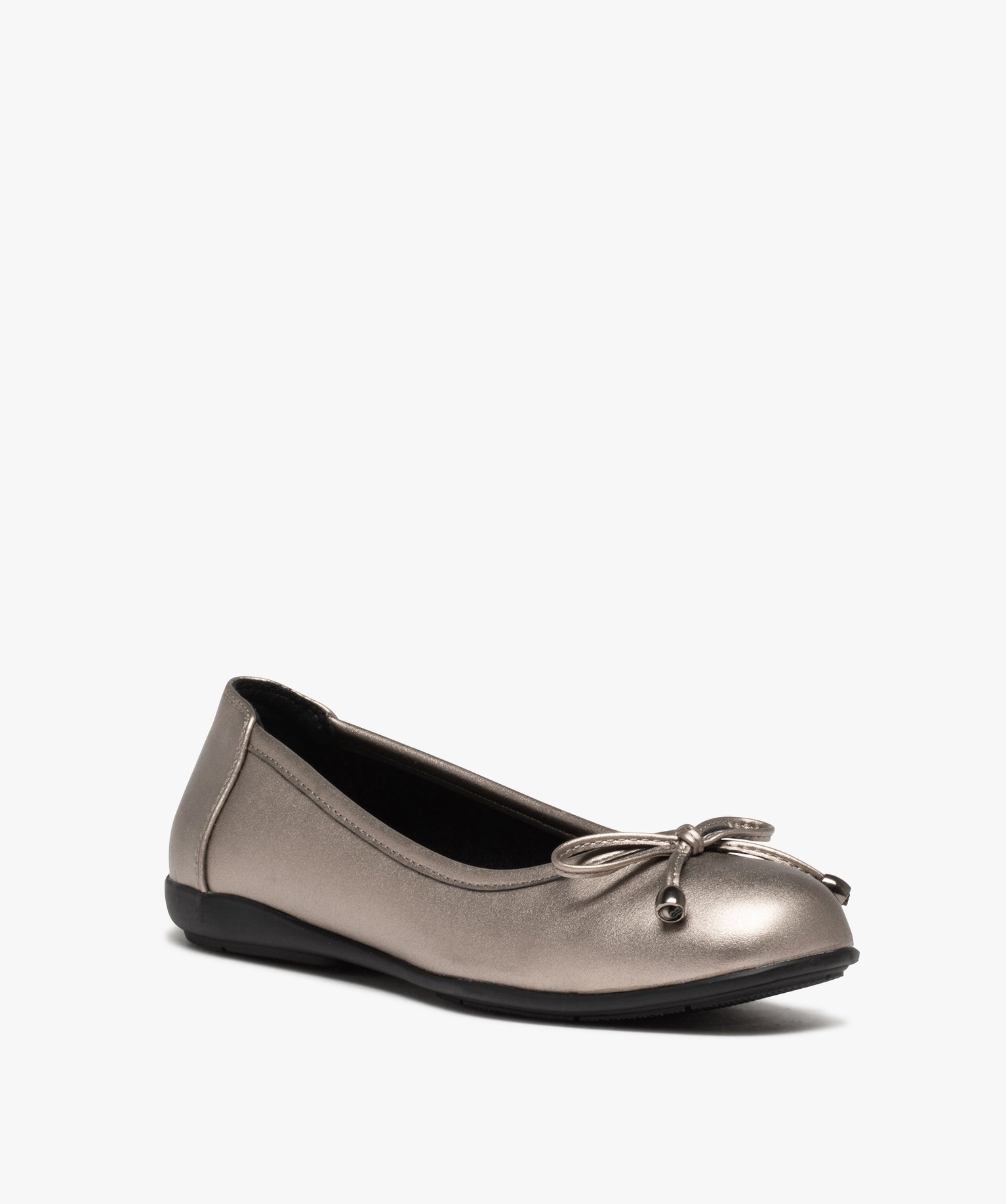 Ballerines femme métallisées à n?ud décoratif gris | GEMO