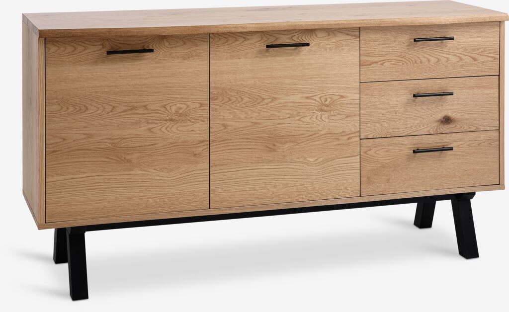 SANDBY Chest of Drawers, 2 Doors, 3 Drawers, Natural Oak/Black