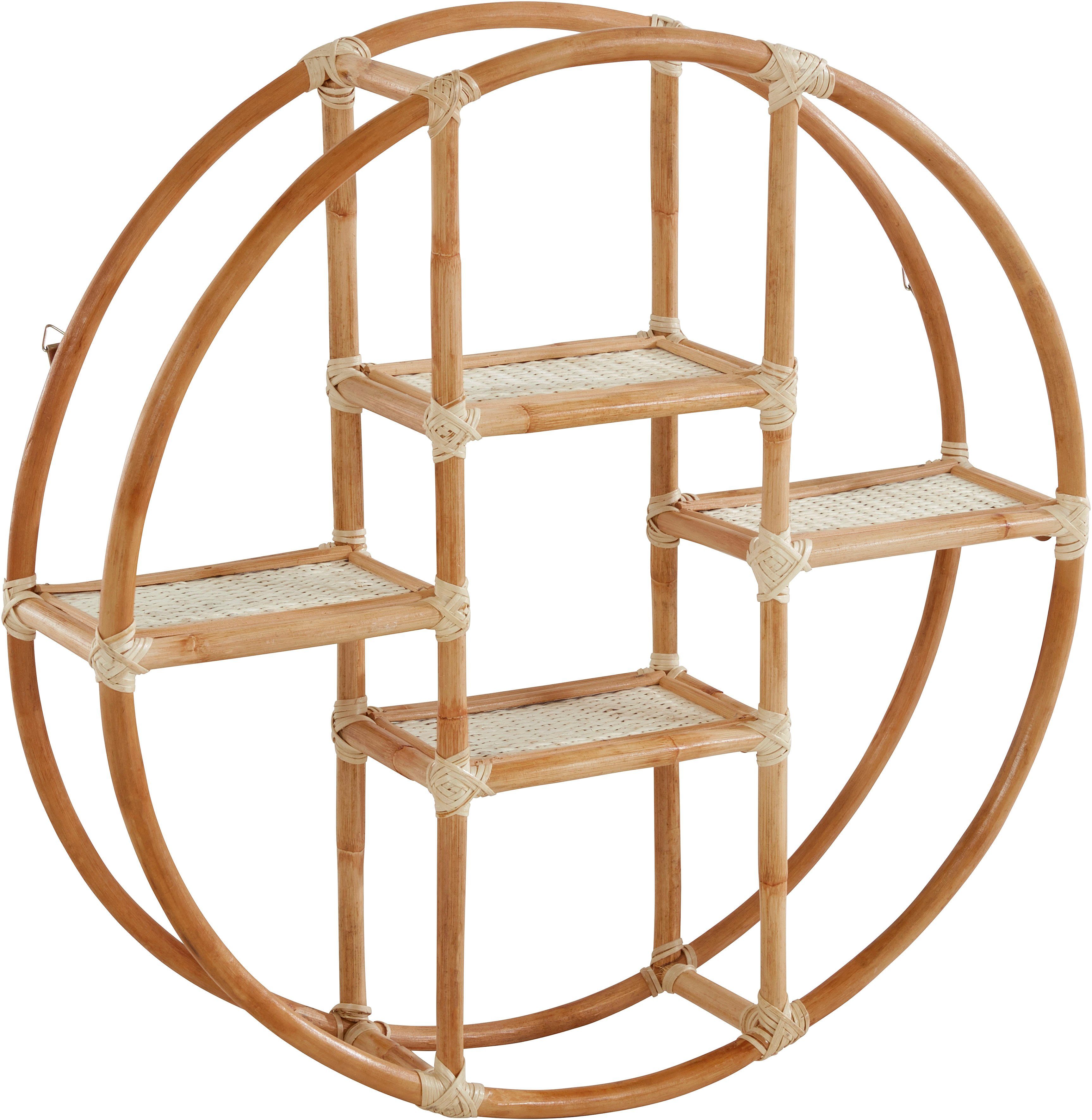 andas Deko-Wandregal Lundtoft, rund, aus Rattan, Ø 66cm