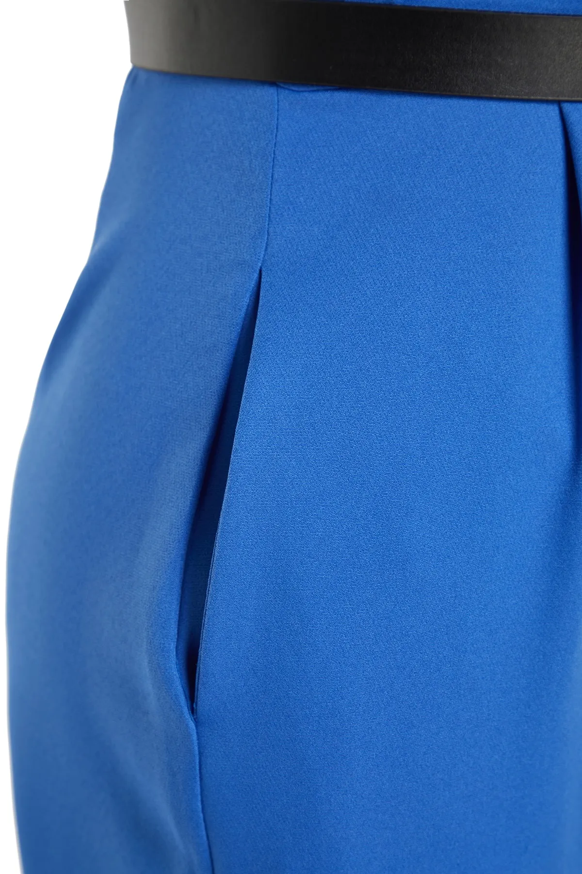 Trendyol Collection  Indigofarbener, zweireihiger Maxi-Weboverall mit Kragen und Gürtel TWOSS21TU0004
