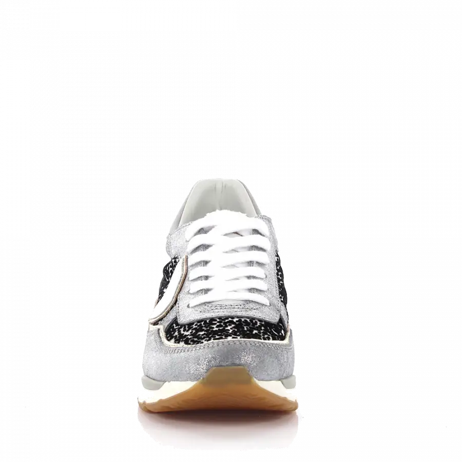 Philippe Model - Sneaker low Bassa Kalbsleder Finished Logo schwarz silber weiß - grau