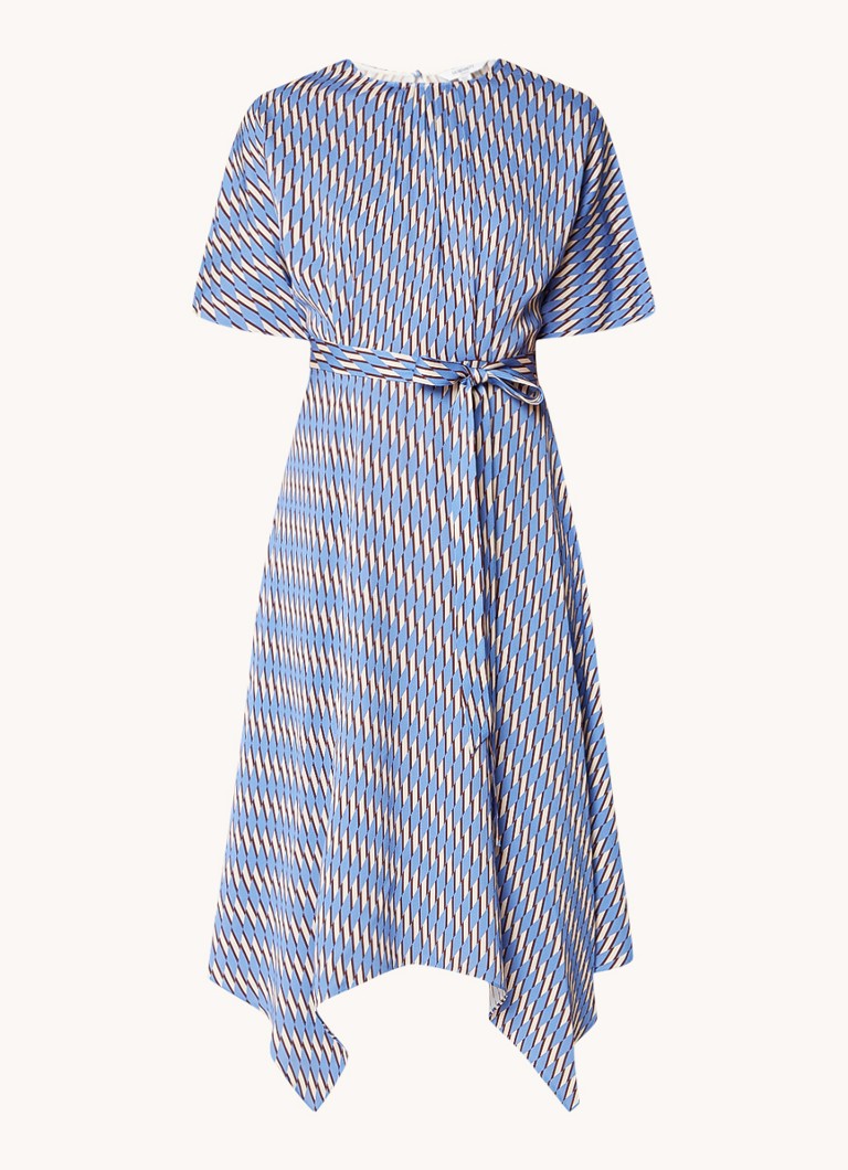 LKBennett Anni midi dress with graphic print and asymmetrical hem