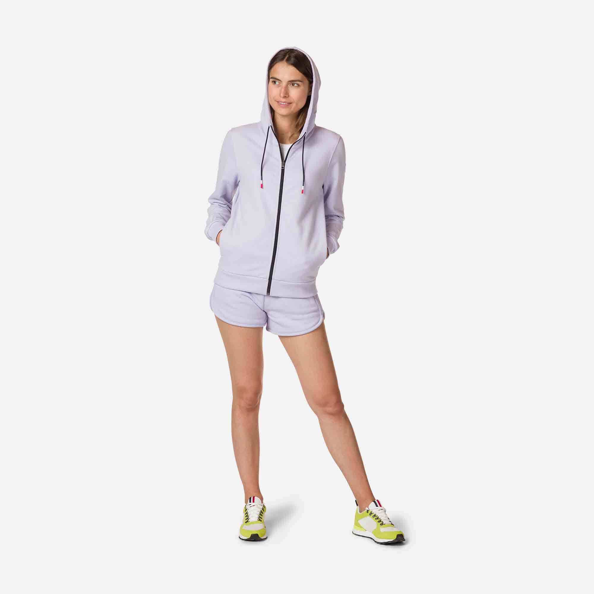 Sweat en coton à capuche zippé Logo Femme