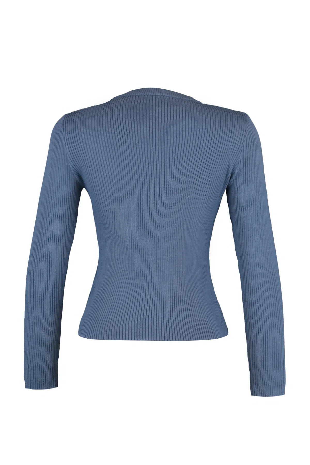 Trendyol Collection  Indigoblauer Basic-Pullover aus Kordelstrick TWOAW22KZ1708