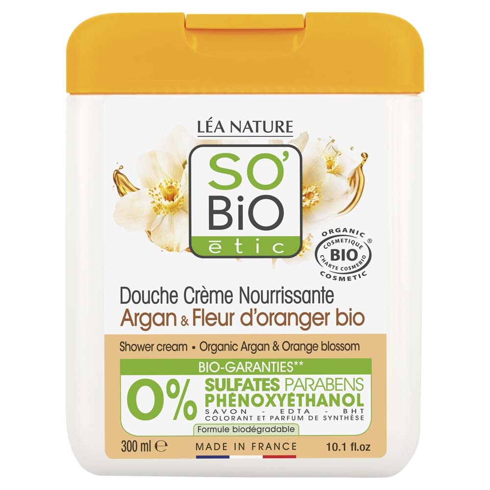 LÉA NATURE SO BiO étic Douche crème nourrissante, Argan et Fleur d'oranger bio Douche crème