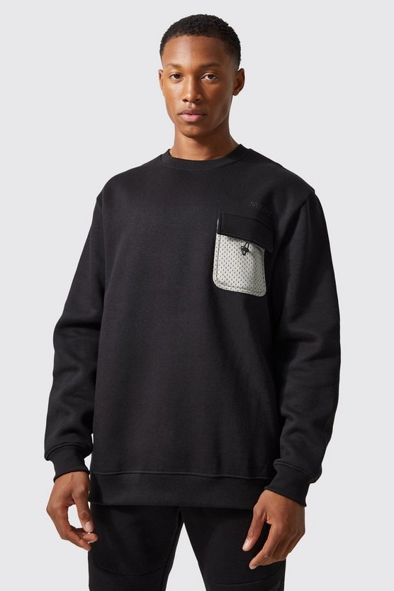 Active Oversize Mesh-Sweatshirt mit Tasche
