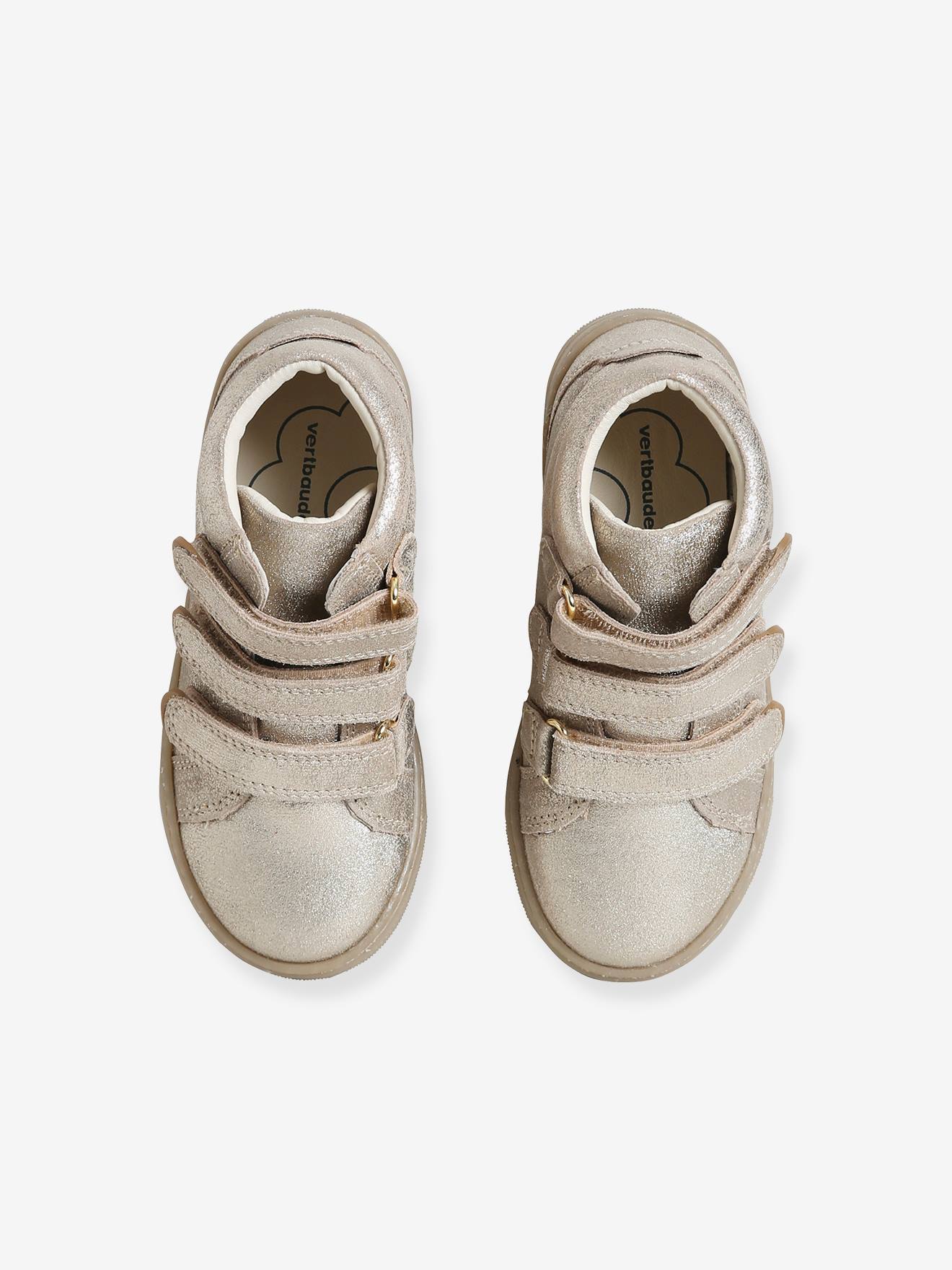 Baskets montantes cuir irisé fille collection maternelle or