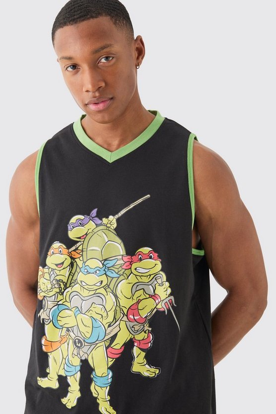 Oversize Tanktop mit lizenziertem Ninja Turtles Print und Mesh Shorts