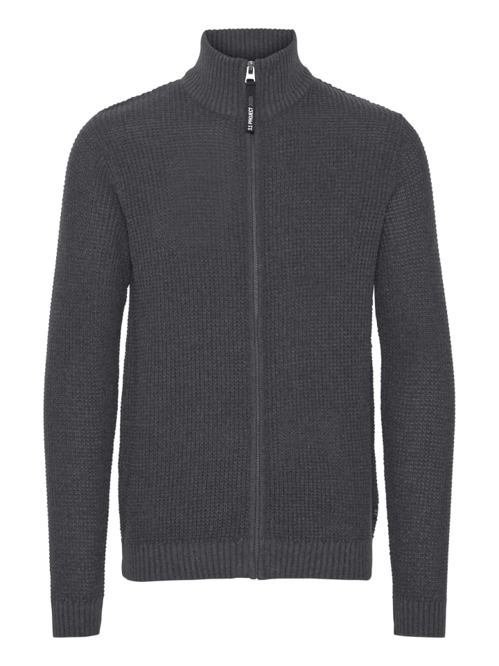 11 Project Strickjacke PRKimmo 21301063-ME  Lässige Strickjacke mit Perlfang in Grau günstig kaufen