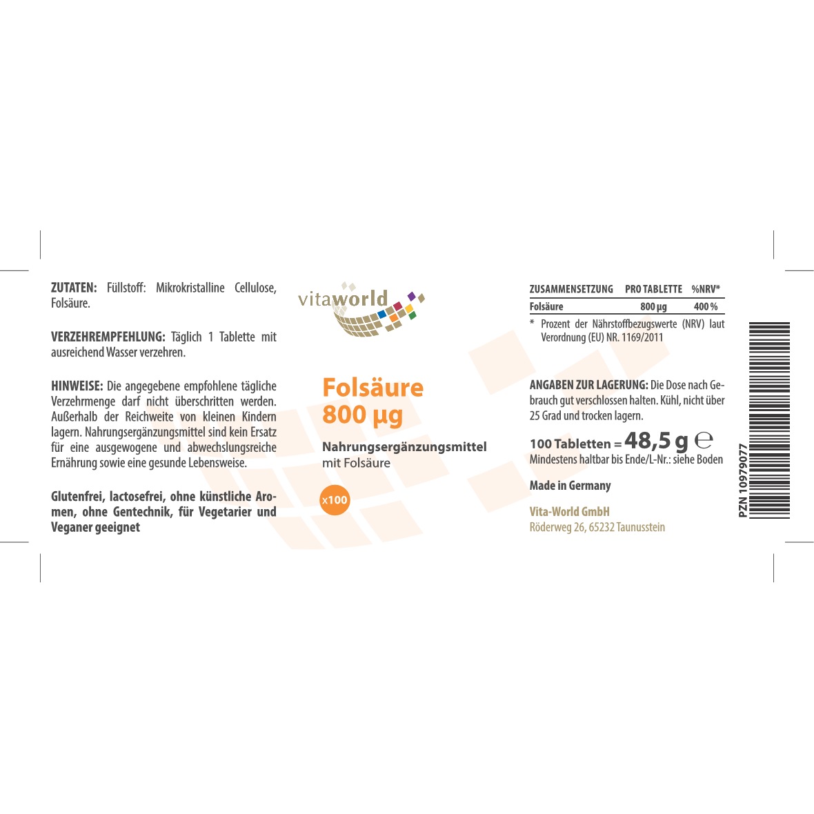 FOLSÄURE 800 μg Tabletten