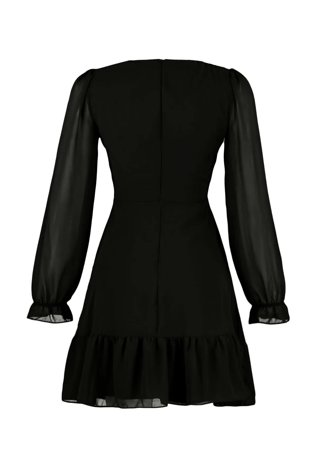 Trendyol Collection  Schwarzes, detailliertes Webkleid mit Kragen TWOAW23EL01087