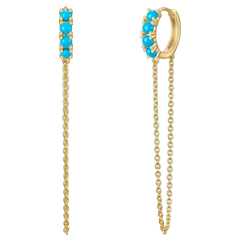 Glanzstücke München Créoles en argent Argent sterling Turquoise reconstituée en Or jaune Boucles d'oreilles