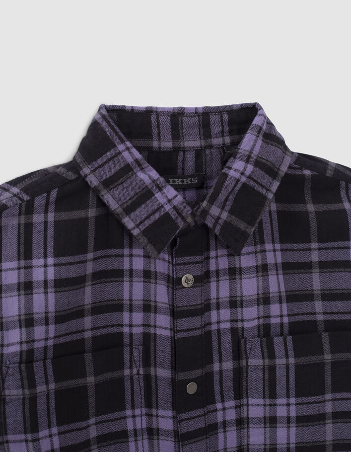 Chemise violet mix carreaux garçon