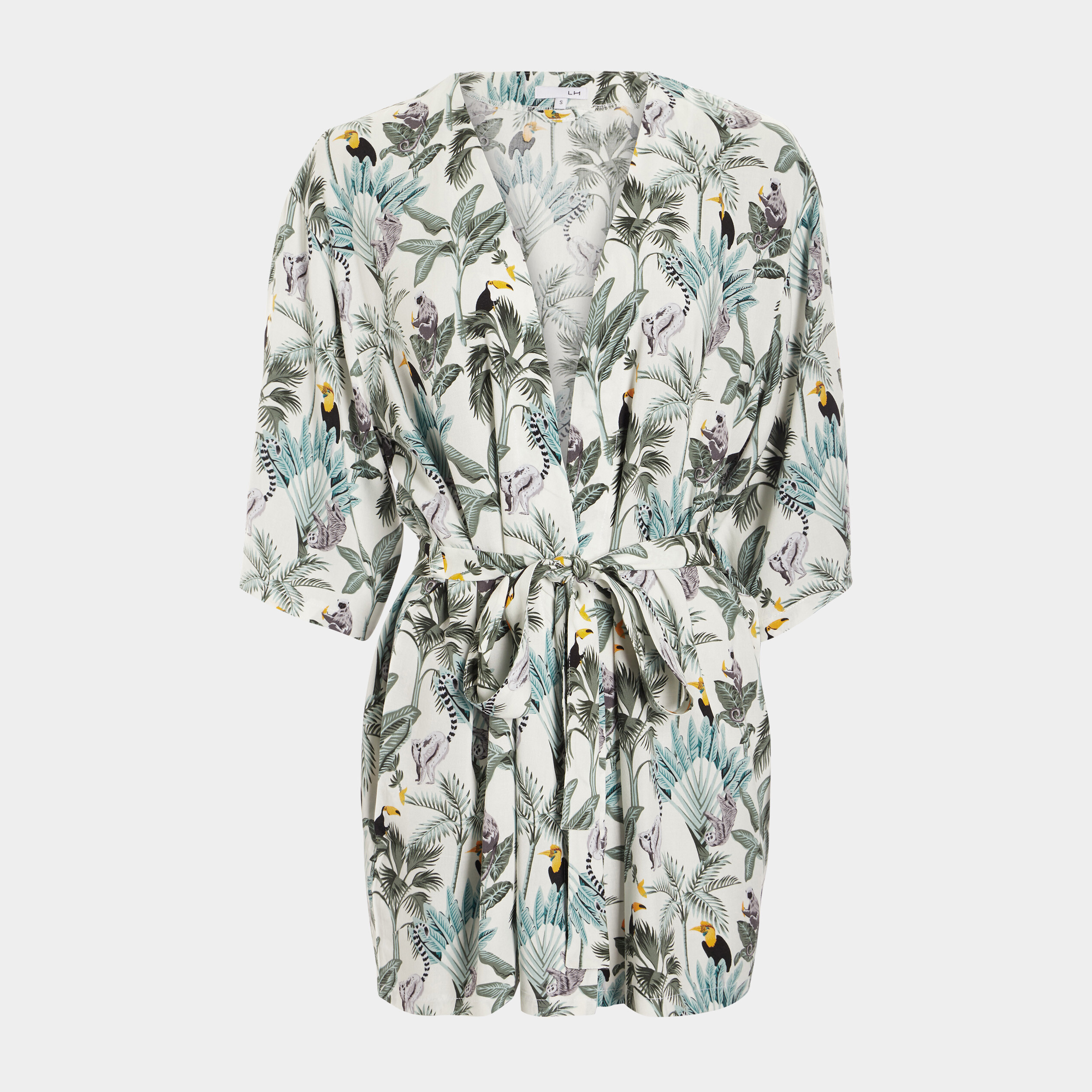 Déshabillé style kimono fluide ecru femme | La Halle