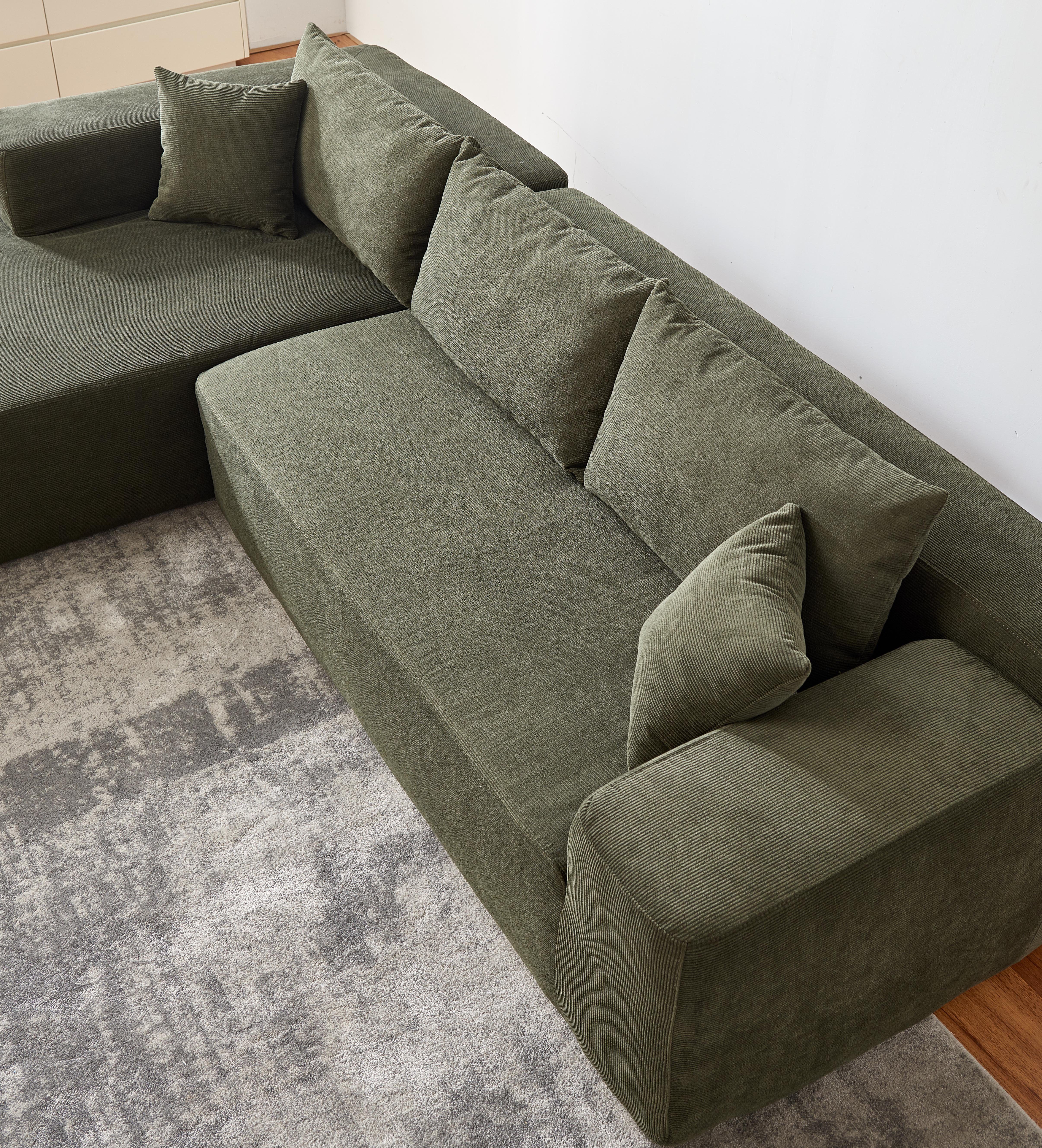 OKWISH Ecksofa L-Form Ecksofa Home affaire Ecksofa Chenille mit 5 losen Rückenkissen, Komprimierte Verpackung Gesamtmaße: 104,70 x 68,50 x 29,13 Zoll (L x B x H), 72 Stunden platzieren, um Flauschigkeit wiederherzustellen