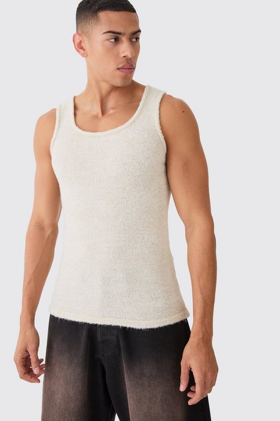 Strukturierter Bouclee Muscle-Fit Pullunder
