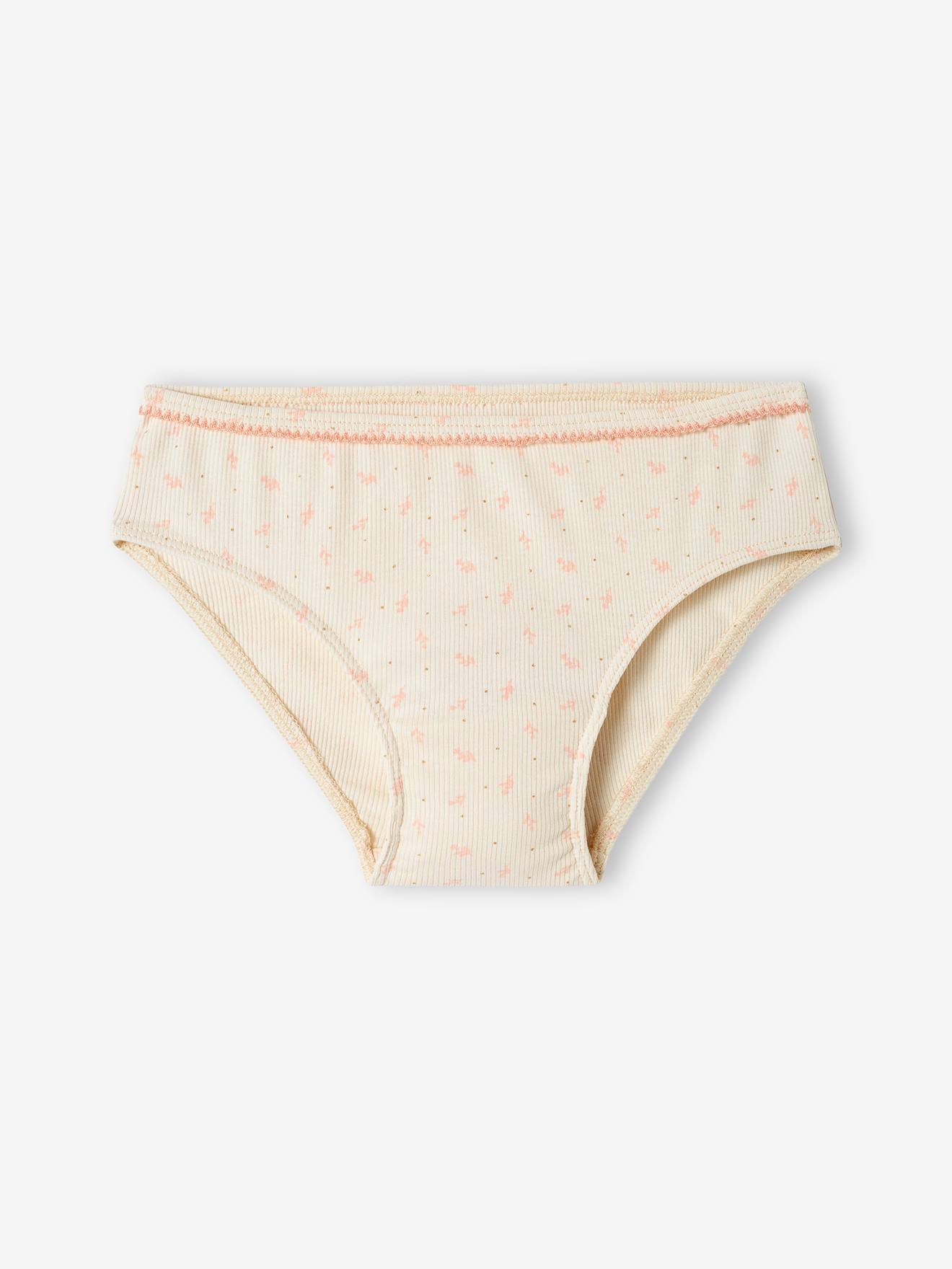 Vertbaudet 5er-Pack Mädchen Slips, Ripp - rosa nude