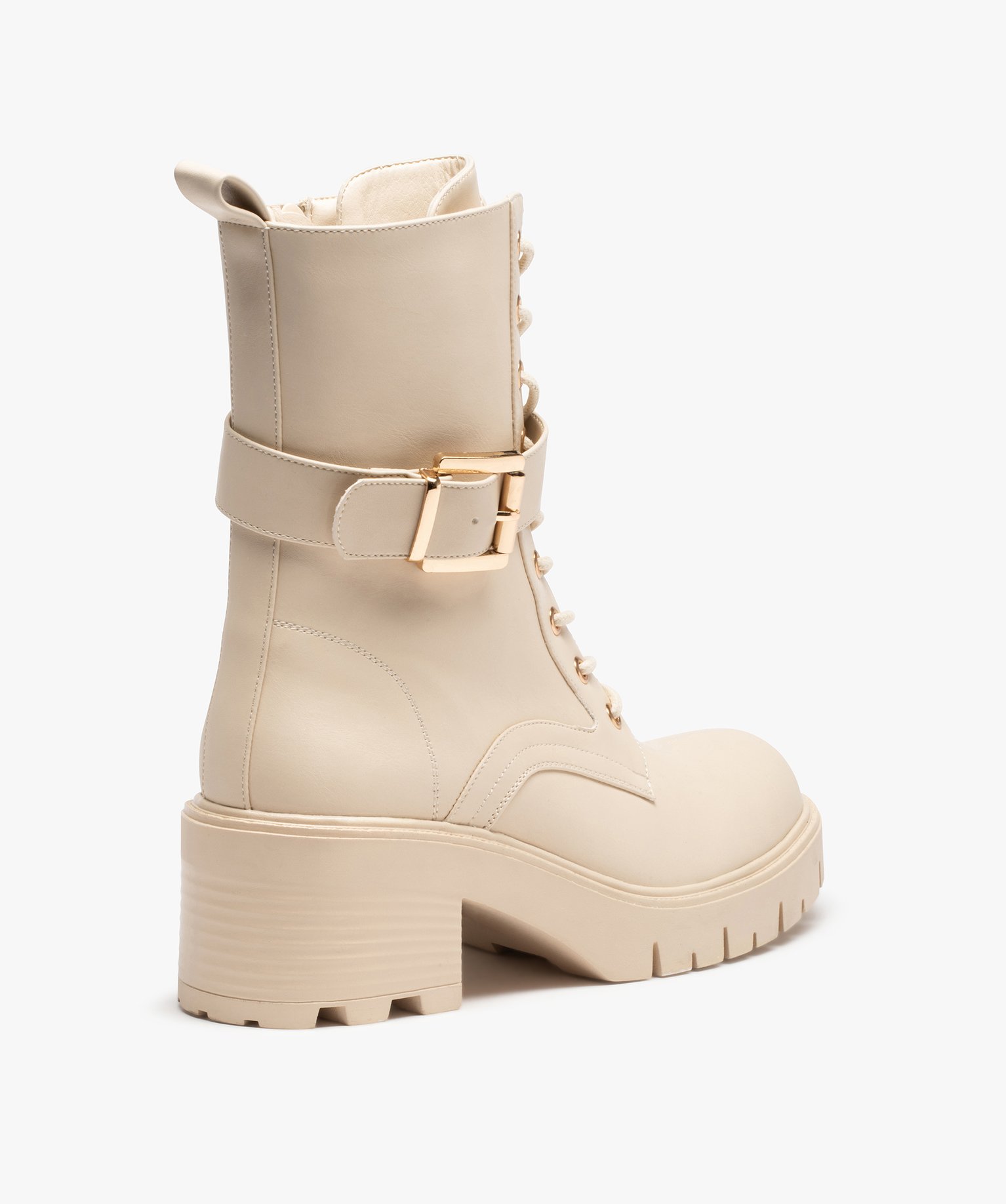 Bottines femme unies à semelle crantée et bride à boucle blanc | GEMO