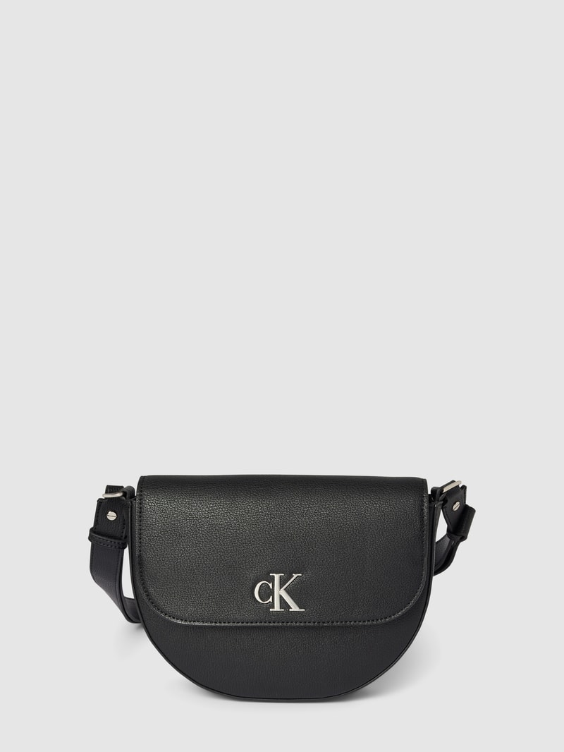Saddle Bag mit Label-Applikation Modell 'MINIMAL MONOGRAM' in black