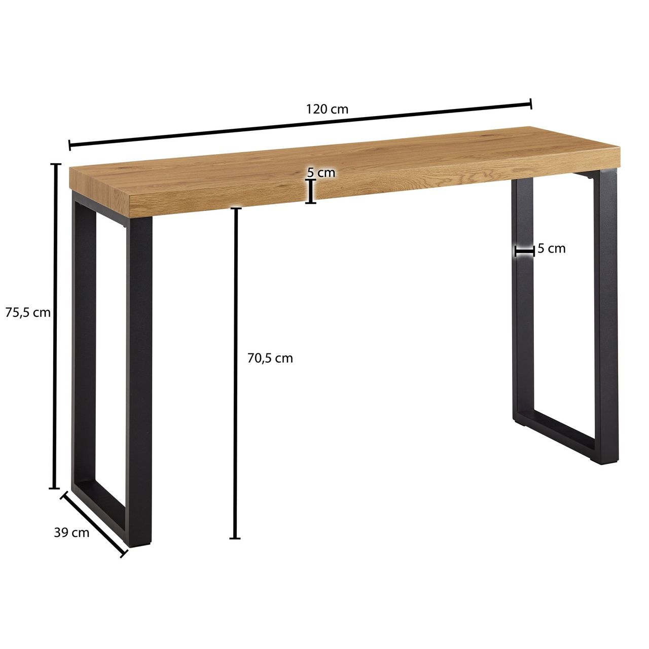 Skyport WOHNLING Konsolentisch 120x39x75,5cm Anrichte Ablagetisch Flurtisch Eiche Tisch