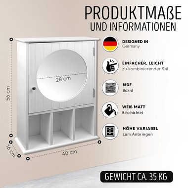 habeig Badezimmerspiegelschrank Badezimmerspiegelschrank Badschrank mit Tür 40x16x56cm Holz 56x40x16 cm