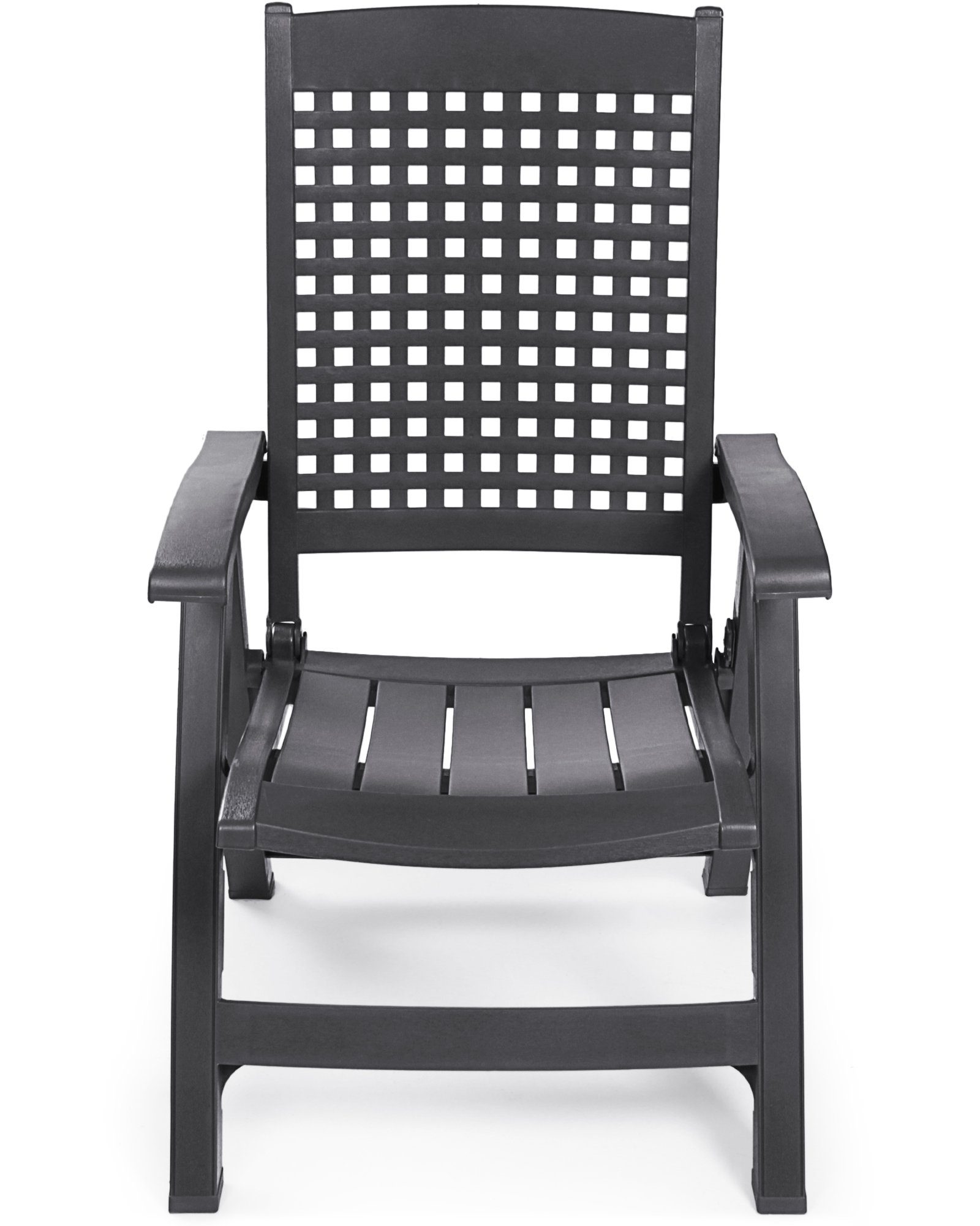 ONDIS24 Klappstuhl Bellami Hochlehner Klappsessel anthrazit Gartensessel mit Armlehnen, klappbar in 4 Stufen, Safetylock, UV-beständig, wetterresistent