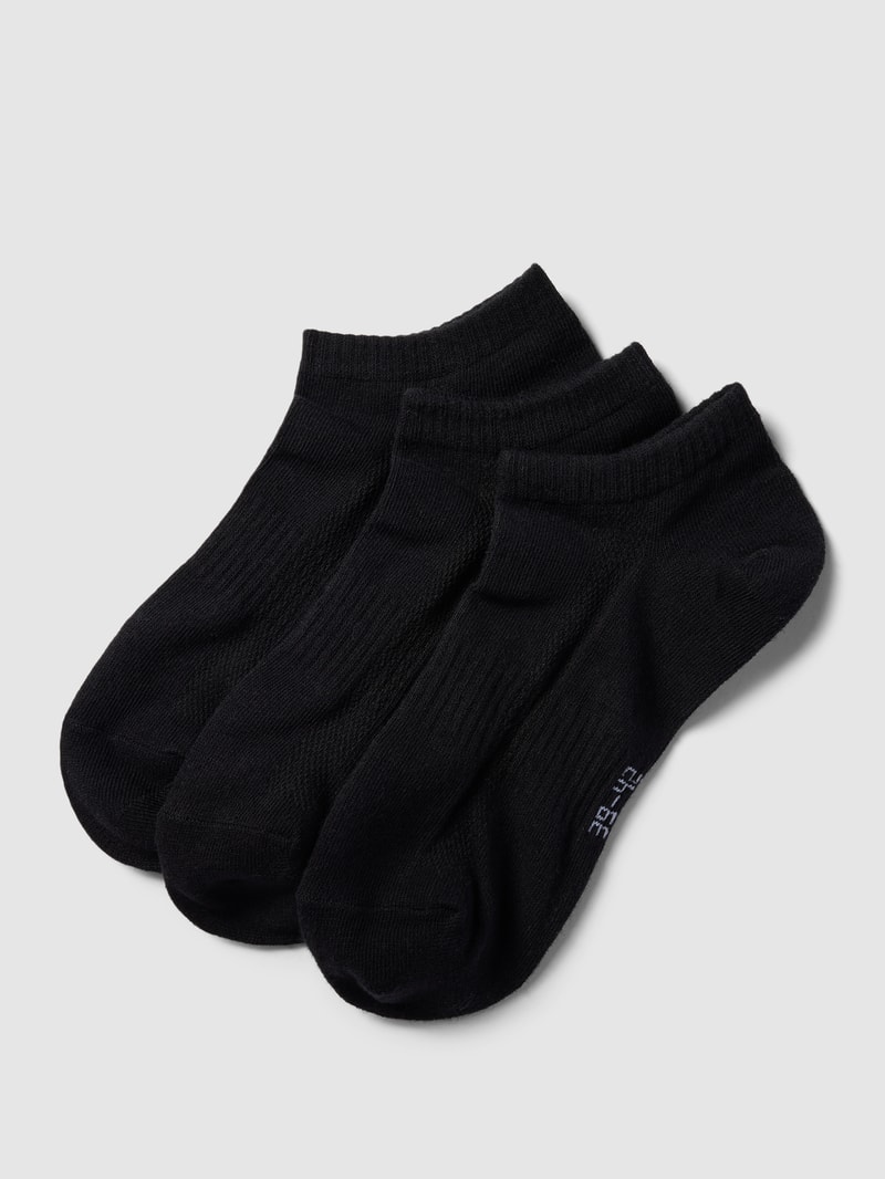 Sneakersocken mit elastischen Einsätzen im 3er-Pack in schwarz
