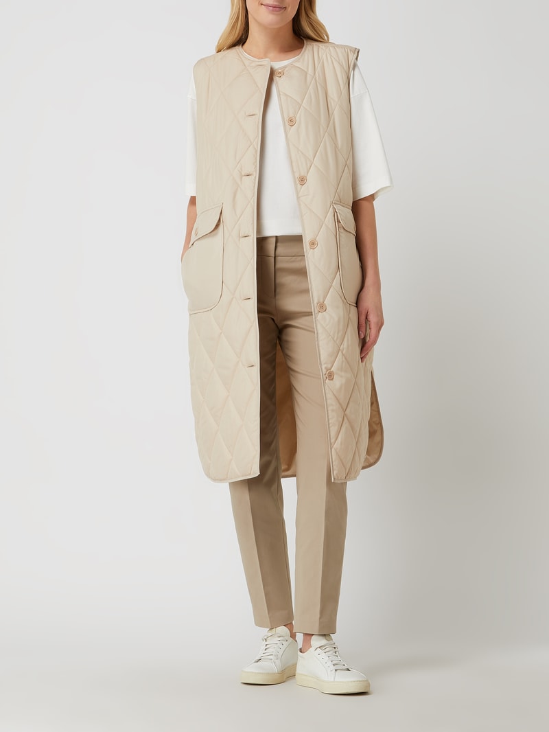 Steppweste mit Knopfleiste - beidseitig tragbar in beige