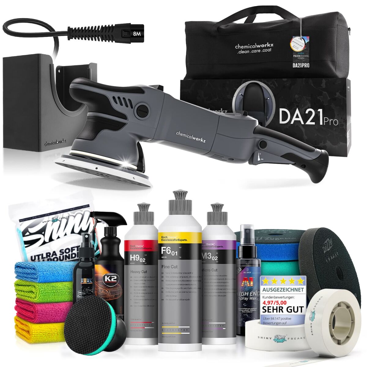 chemicalworkz  DA21 Pro  Poliermaschinen Set mit Koch Chemie Polituren & Zubehör