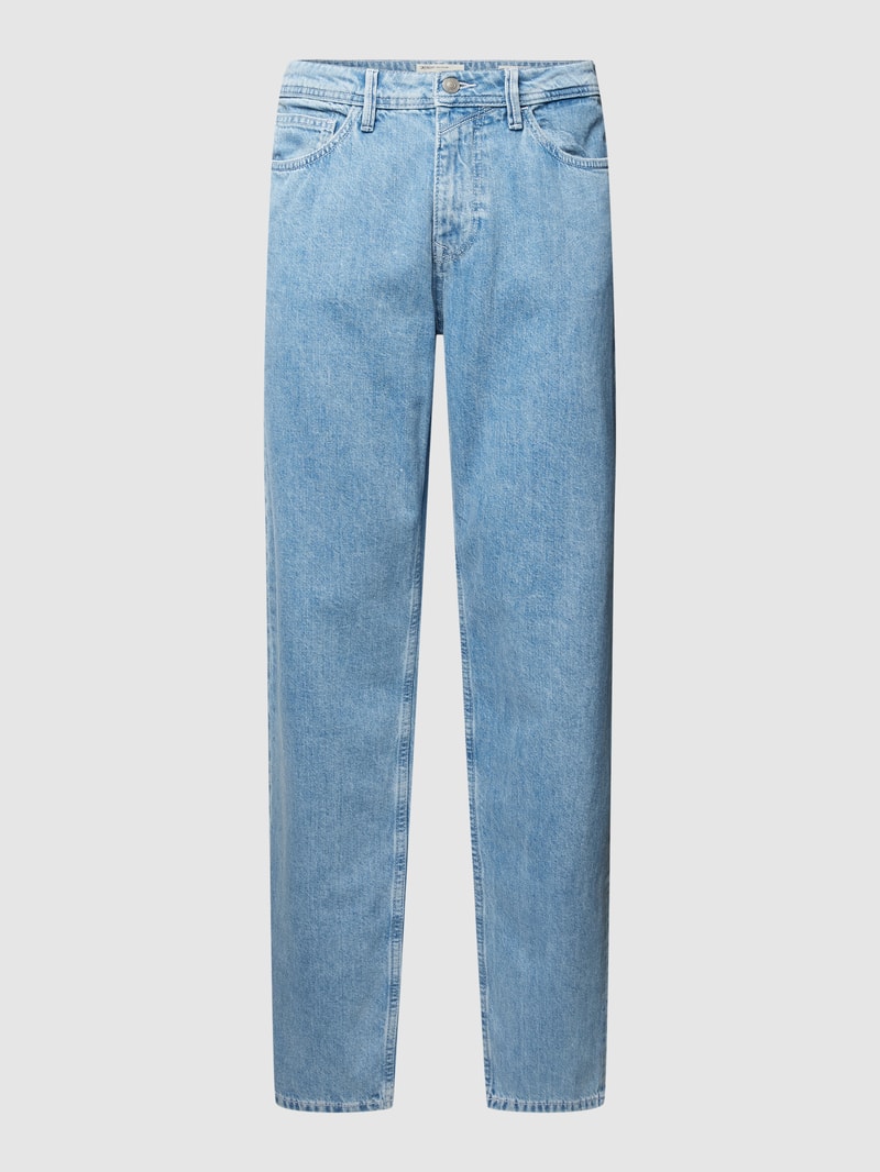 Jeans mit Label-Patch in hellblau