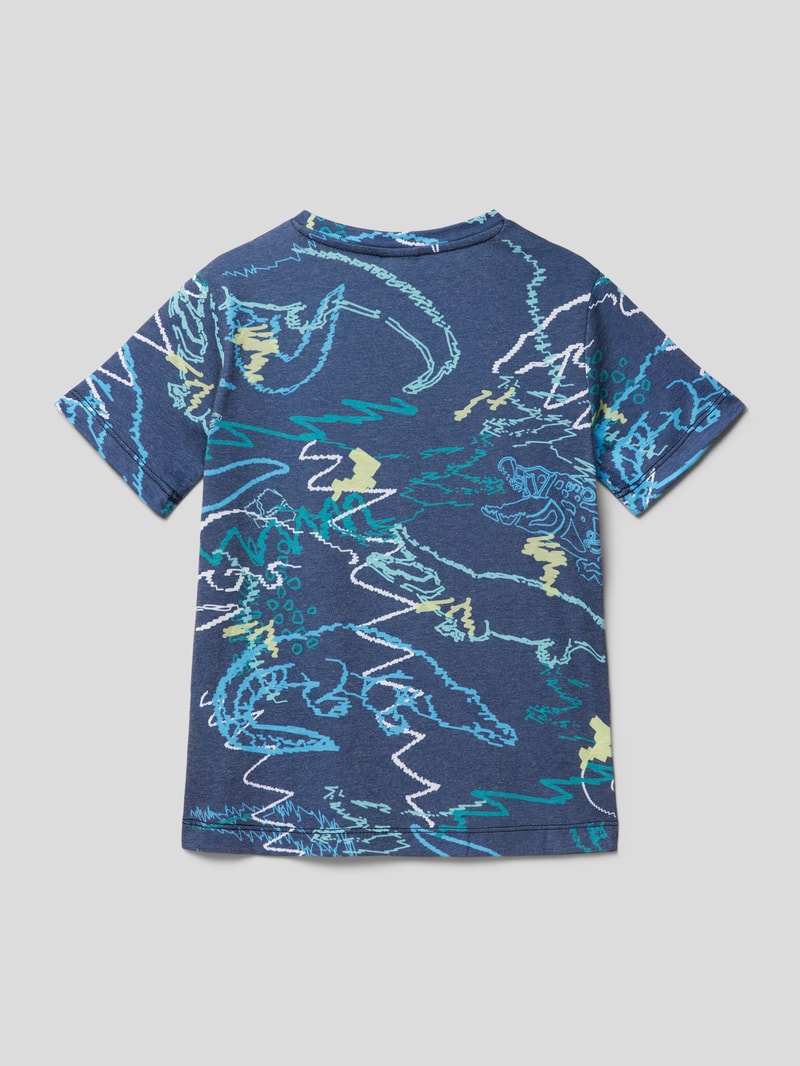 T-Shirt mit Allover-Print in marineblau
