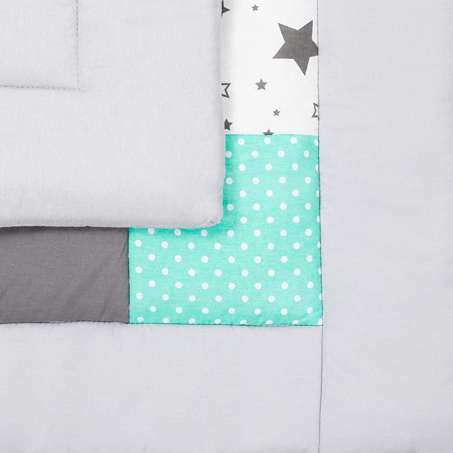 Krabbeldecke (Made in EU) Patchworkdecke, Patchwork: Spieldecke, Laufgittereinlage, Decke, Kuscheldecke, Spielmatte, Matte, Krabbelmatte, als Geschenk für Baby, Kinder, Erstausstattung M058, Amilian