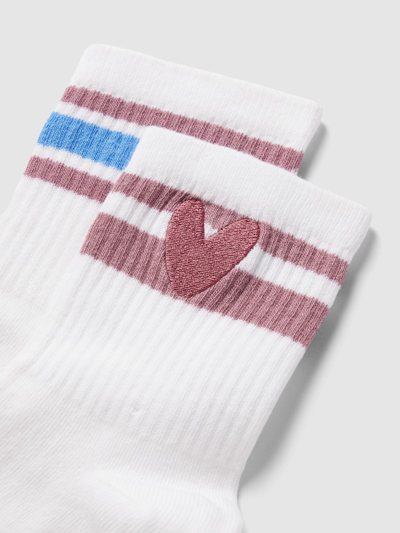 Socken mit Motiv-Stitching im 2er-Pack in weiß